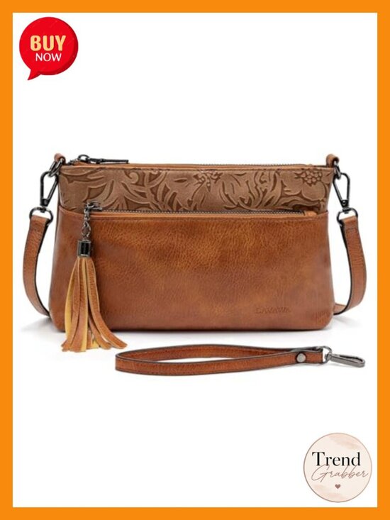 Handbags - Vintage Western Crossbody Handbag Small Vegan Leather Clutch Wristlet